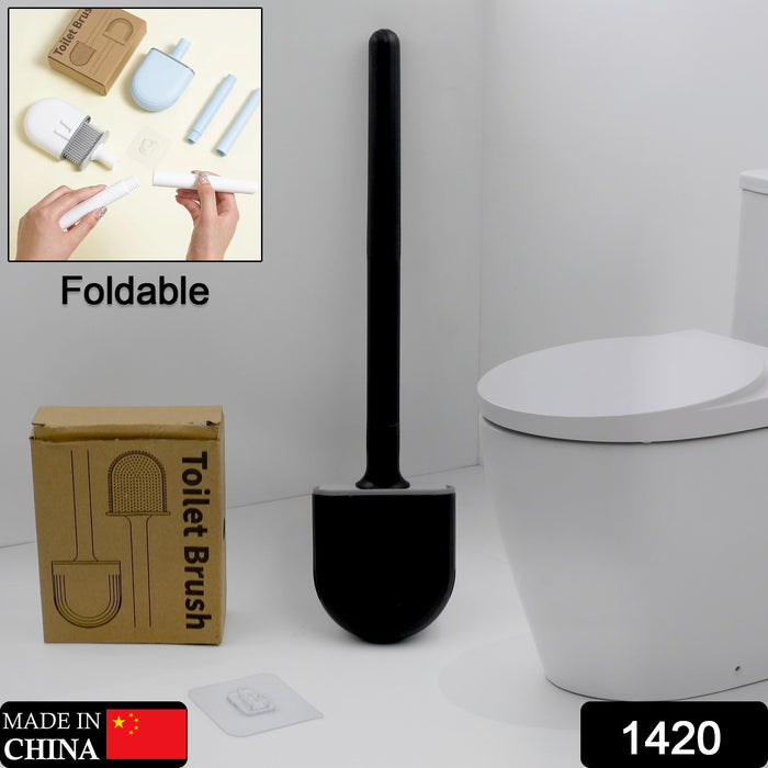 1420 Silicone Toilet Brush with Holder Stand for Bathroom Cleaning