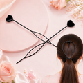Heart-Shaped Hairpin Set – Stylish Black Clips for All Hair Types