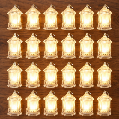 LED Decorative Lantern Lights – Set of 24 Flameless Hexagonal Lamps showcase