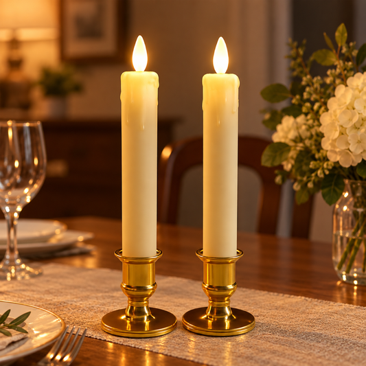 LED Flameless Taper Candles – Set of 2 Realistic Flickering Lights — 14530_led_flameless_taper_candles_2pc showcase image