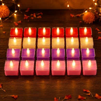 LED Tealight Candles – Set of 24 Multi-Color Flameless Lights