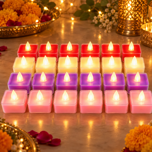 LED Tealight Candles – Set of 24 Multi-Color Flameless Lights showcase