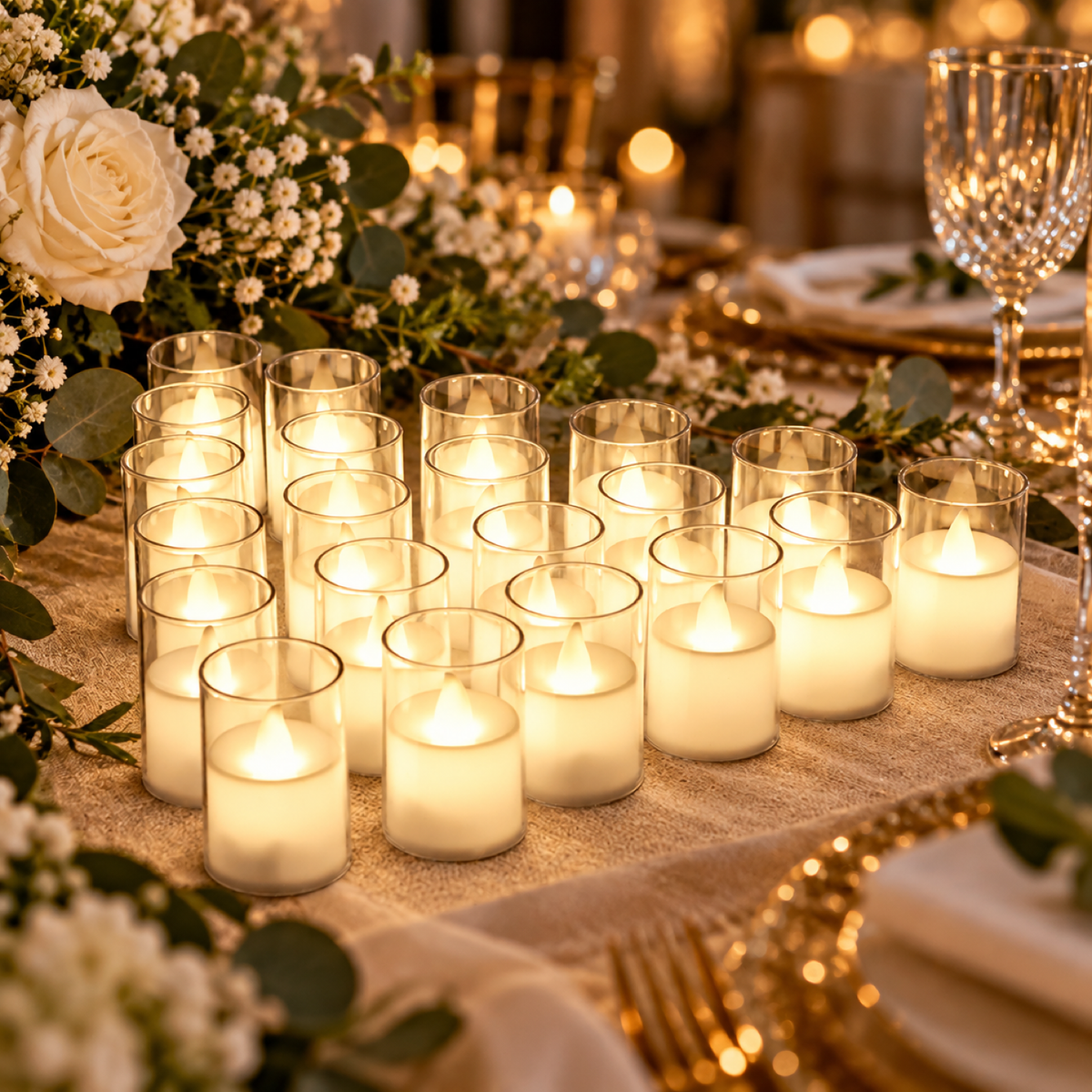 LED Tealight Candles – Set of 24 Flameless Smokeless Lights