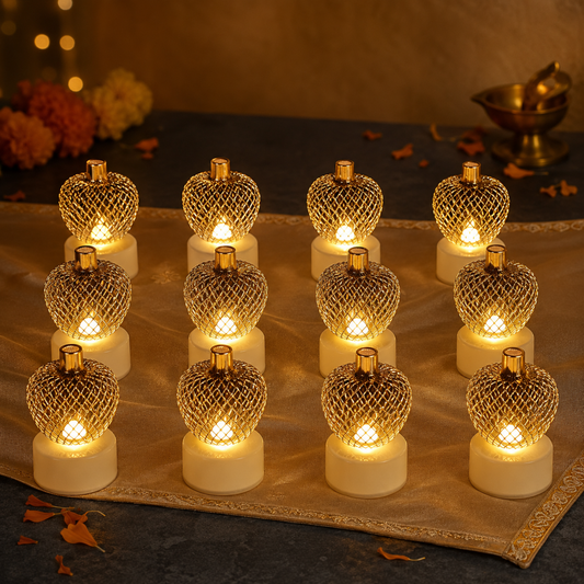 Apple Shape LED Tealight Candles – Flameless Decorative Set of 12