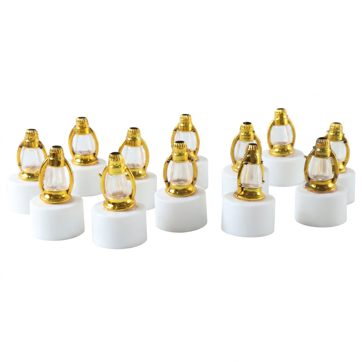 LED decorative candle lamps 12-piece set on white background