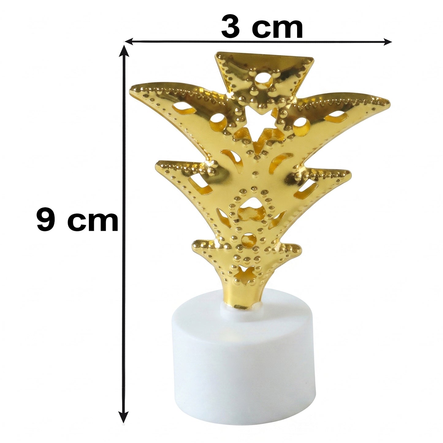 Golden Christmas tree LED tealight candle size 3 x 9 cm