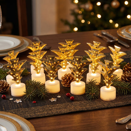 Golden Christmas tree LED tealight candles lifestyle view