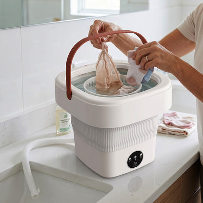 Portable mini washing machine lifestyle view