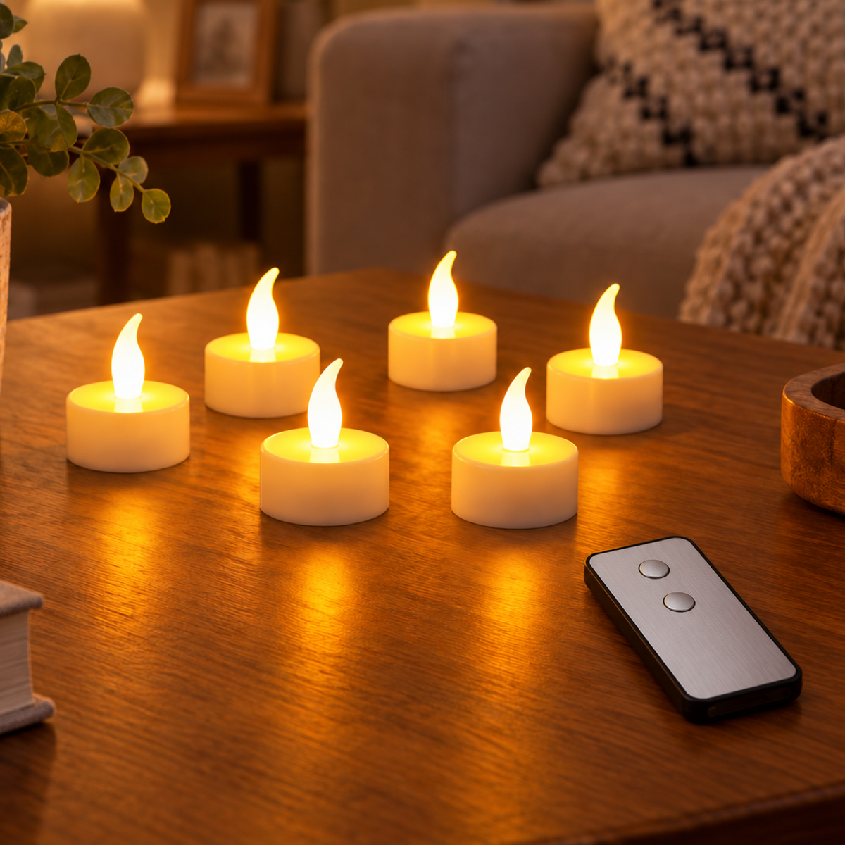 Remote Control LED Flameless Candles for Home Decor and Festivals (6 Pc Set)