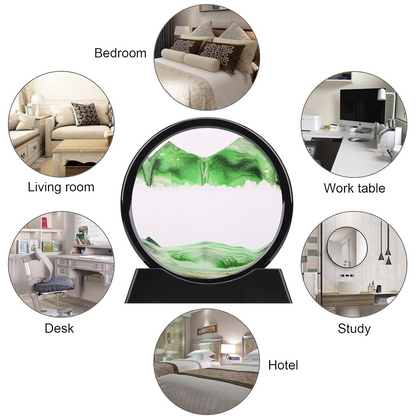 3D Moving Sand Art – Liquid Motion Deep Sea Sandscape with Round Glass Frame (1 Pc)