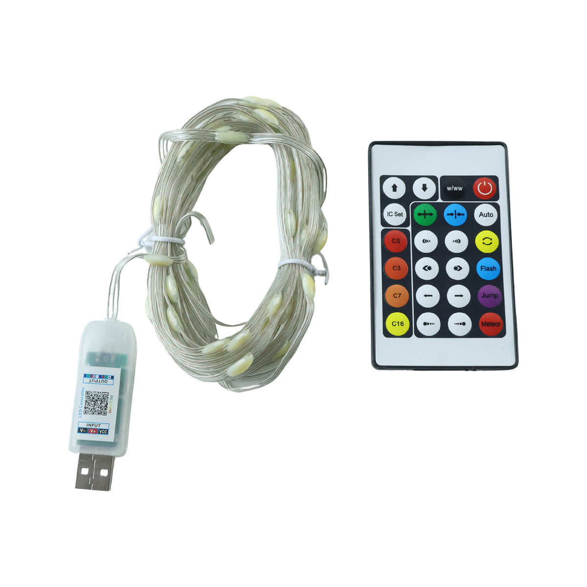 USB RGB string light white background
