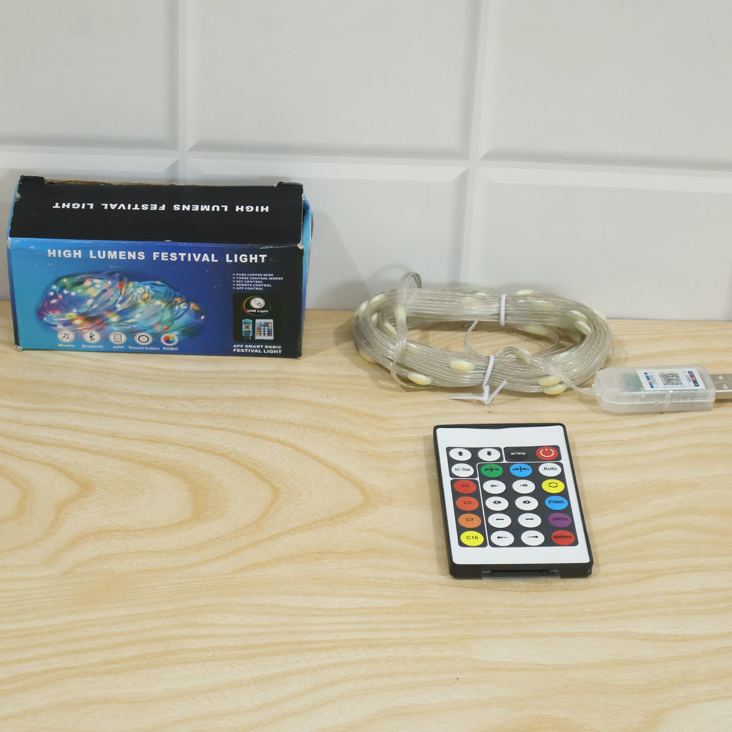 USB RGB LED string light live product photo