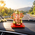 Solar Powered Ganesh Showpiece with Moving Hands for Dashboard Decor (1 Pc)
