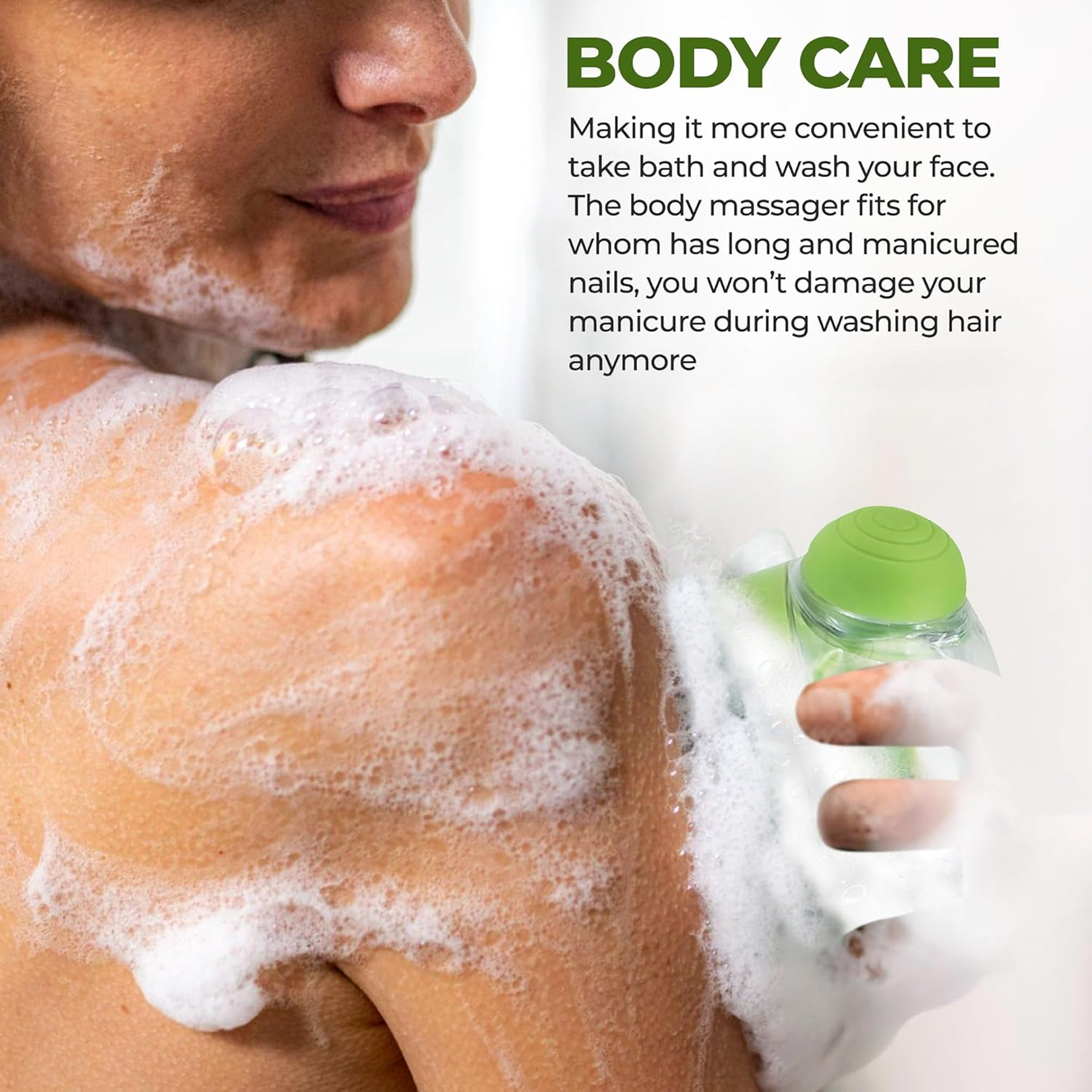 શેમ્પૂ ડિસ્પેન્સર સાથે 1348B સિલિકોન મસાજ બાથ બોડી બ્રશ