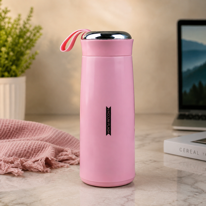 400ml Pink Glass Water Bottle – Leakproof & BPA-Free