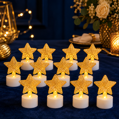 LED Star Candles – Set of 12 Flameless Decorative Tealights showcase