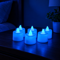Blue LED Tea Light Candles – Safe Flameless Set of 6