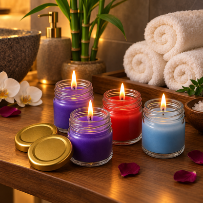 Wax Candle Set in Glass Jars – Elegant Flameless Home Decor — 14813_wax_candle_with_glass_jars_4pc showcase image