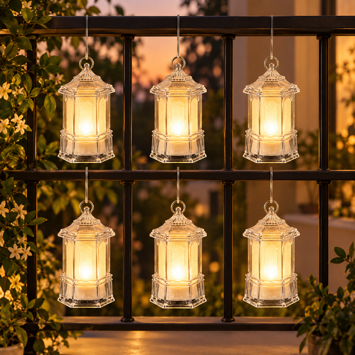 LED Hanging Lantern Decorative Flameless Candle Set – Safe Warm Glow — 14856_led_hanging_lantern_decor_candles_6pc showcase image