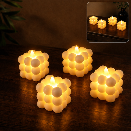 LED Bubble Candles – Set of 4 Flameless Decorative Lights