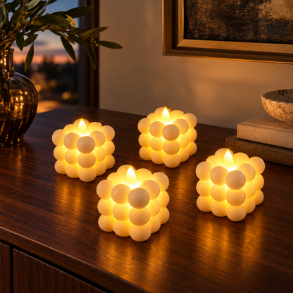 Set of 4 decorative LED candles showcase
