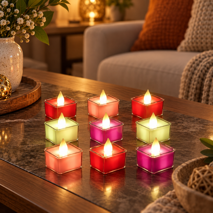 LED Flameless Tealight Candles – Vibrant Multicolor Set — 14919_flemless_led_candle_light_9pc showcase image