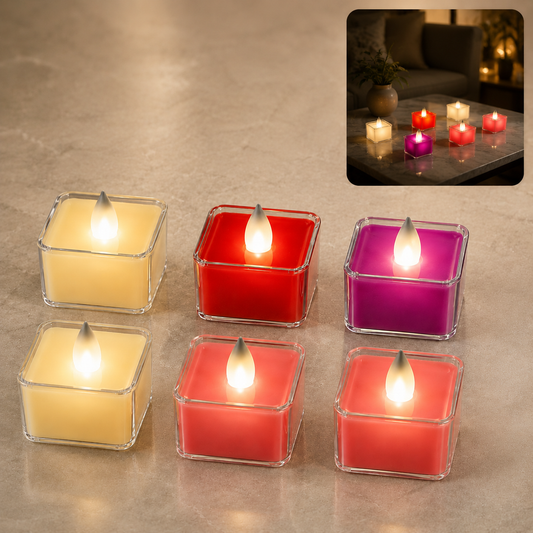 LED Flameless Tealight Candles – Safe Multicolor 6-Piece Set