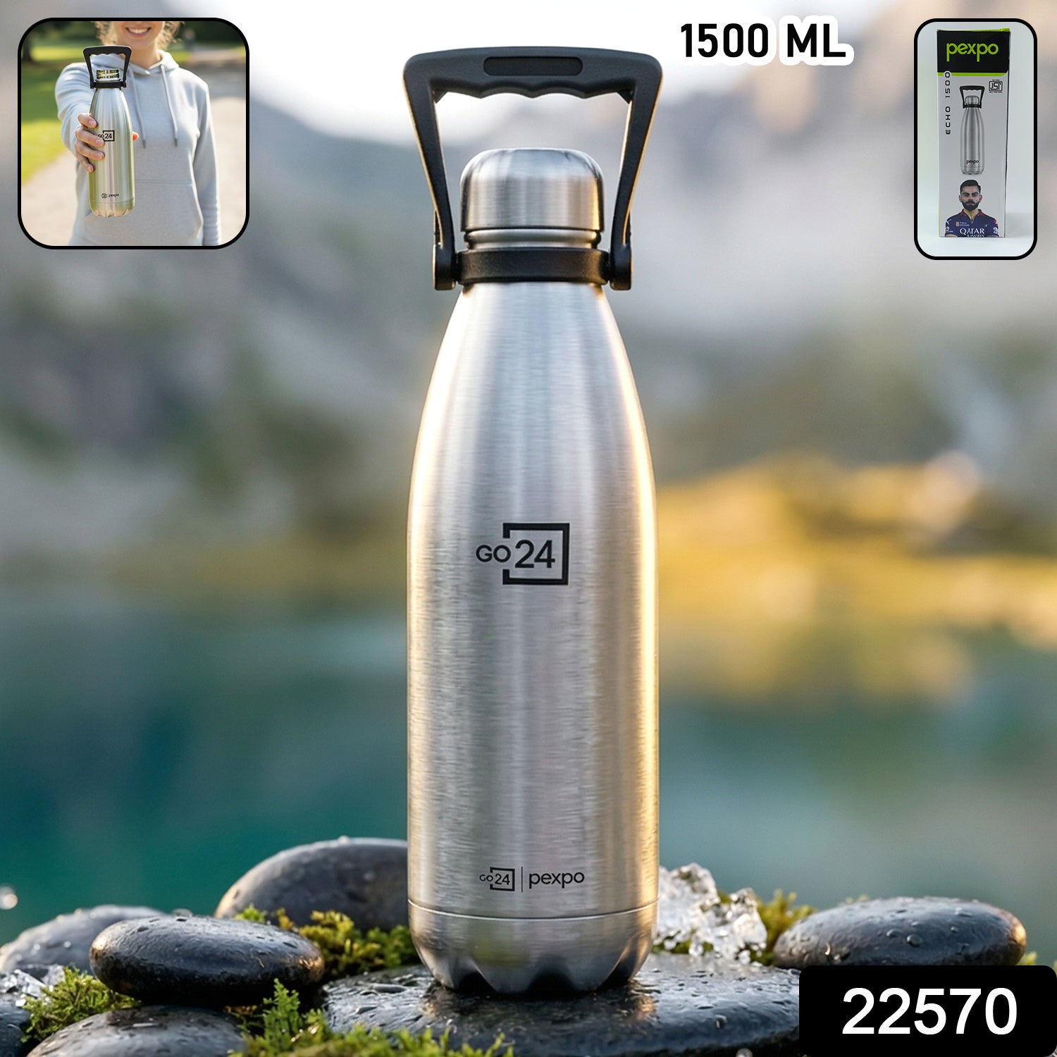Pexpo Echo Vacuum Insulated Hot & Cold Stainless Steel Water Bottle 1500 ML