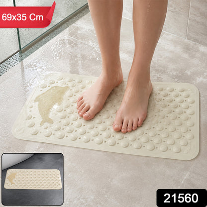 Anti Slip Bath Mat 69x35 Cm with Suction Cups for Bathroom (1 Pc)