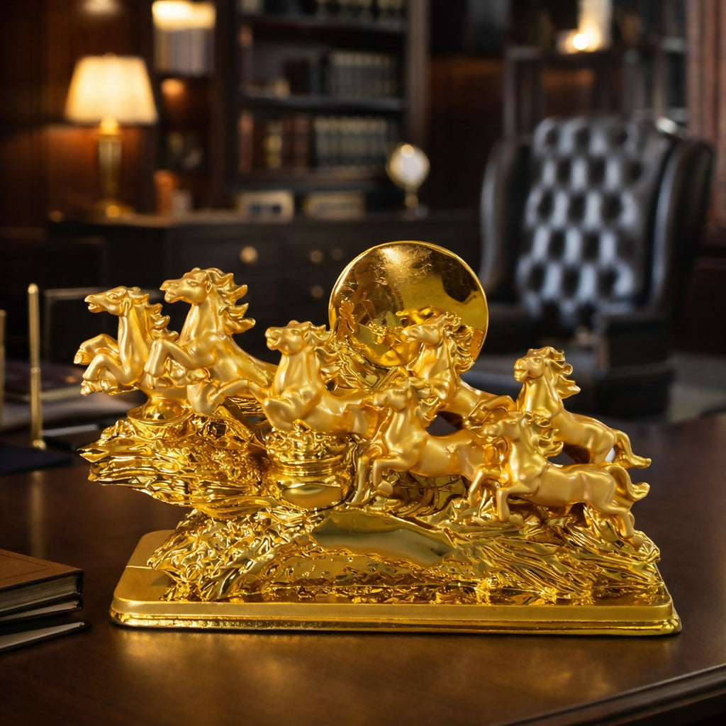 Seven Running Horses Decorative Showpiece for Home and Office Décor