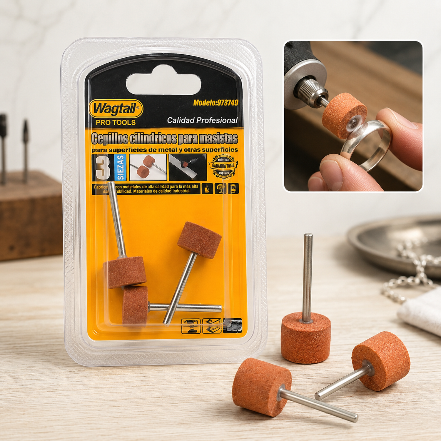 Wool Felt Polishing Buffing Wheels – 3 Pcs Set for Metal & Jewelry | Wagtail