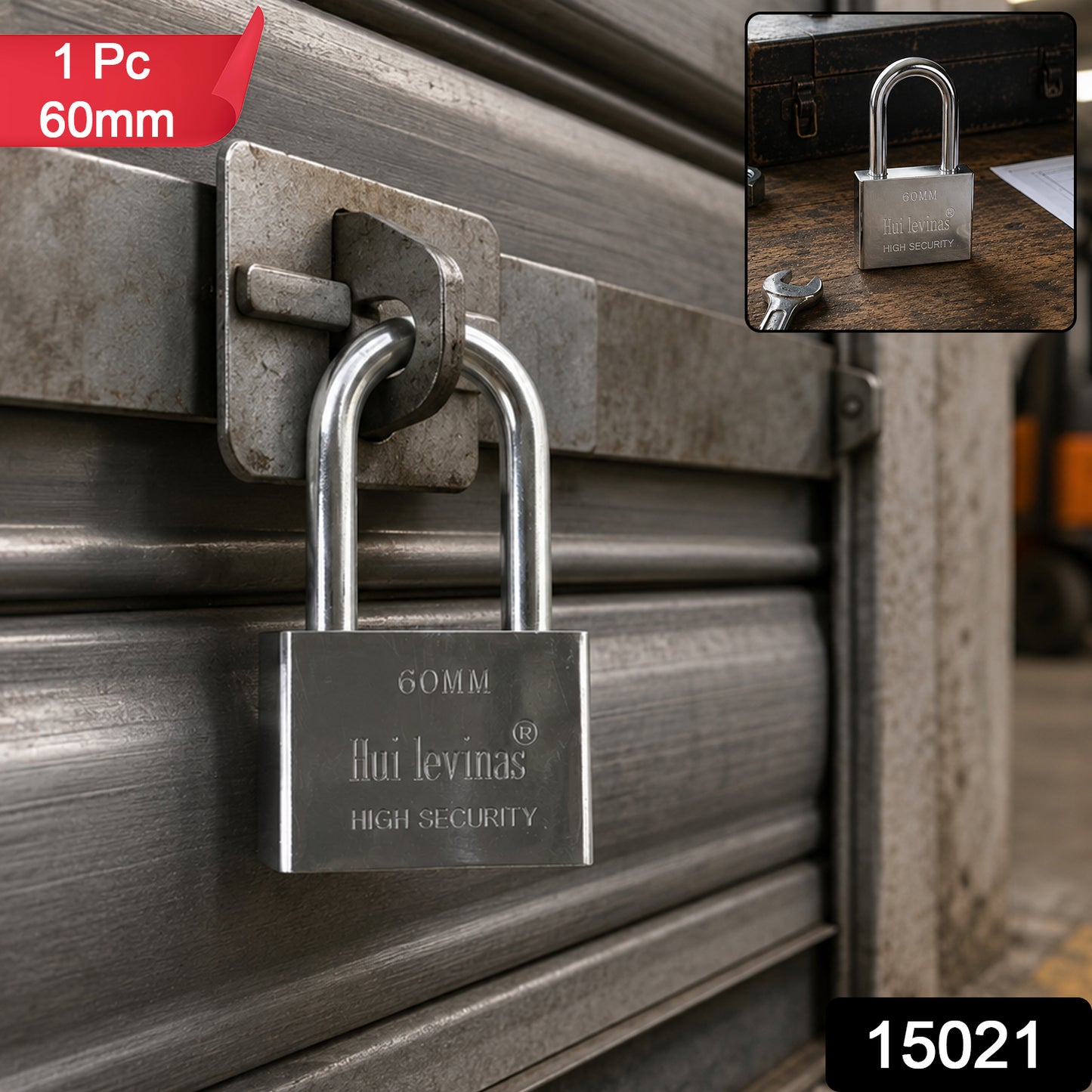 Heavy duty 60mm solid metal padlock - image 2