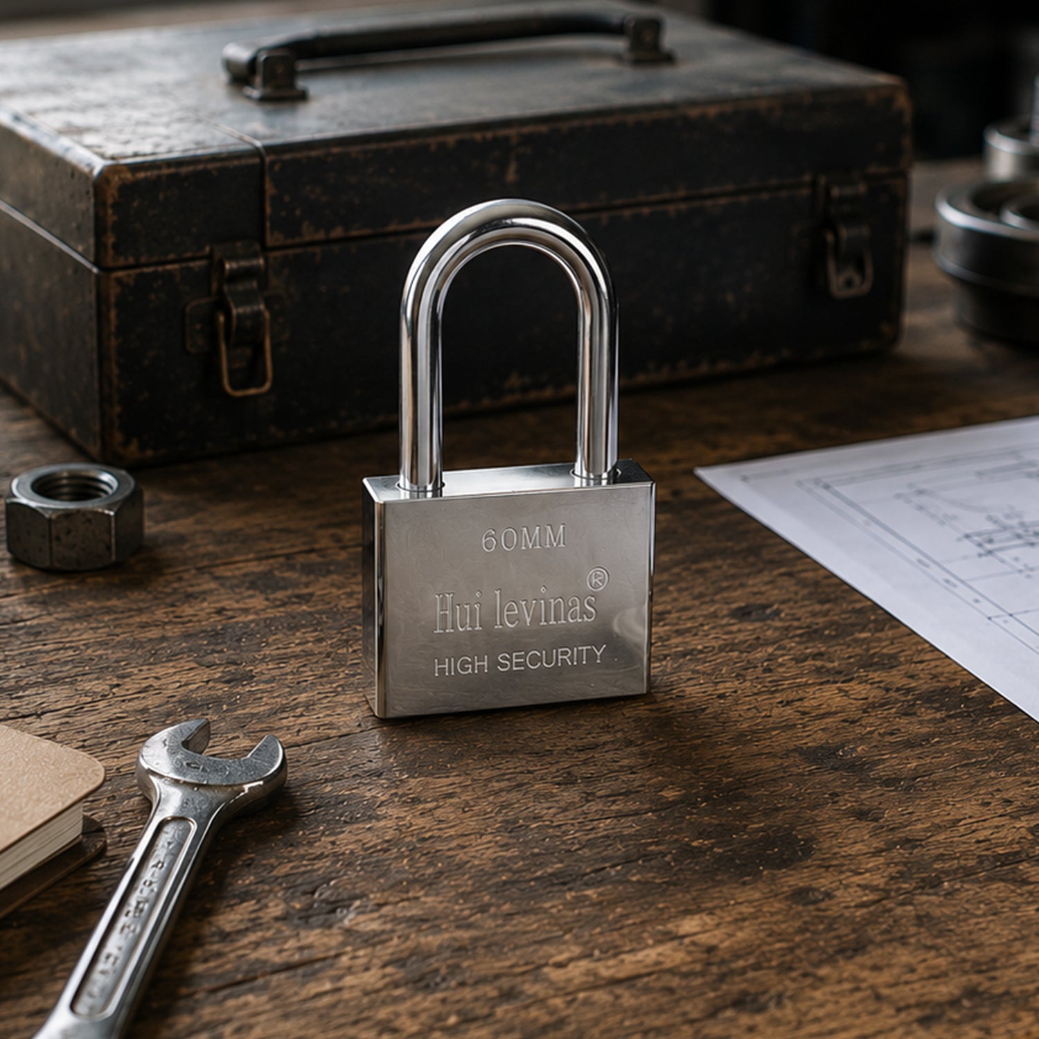 Heavy duty 60mm solid metal padlock - image 3