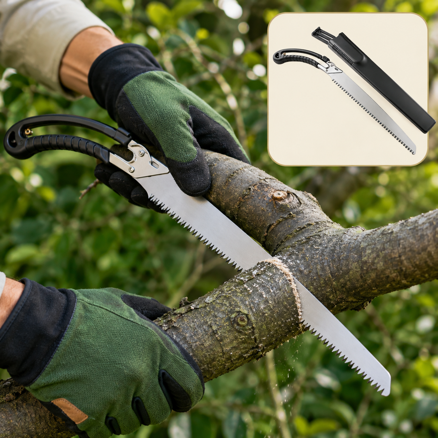 Garden and Outdoor Hand Saw 50 Cm with Cover for Branches (1 Pc)