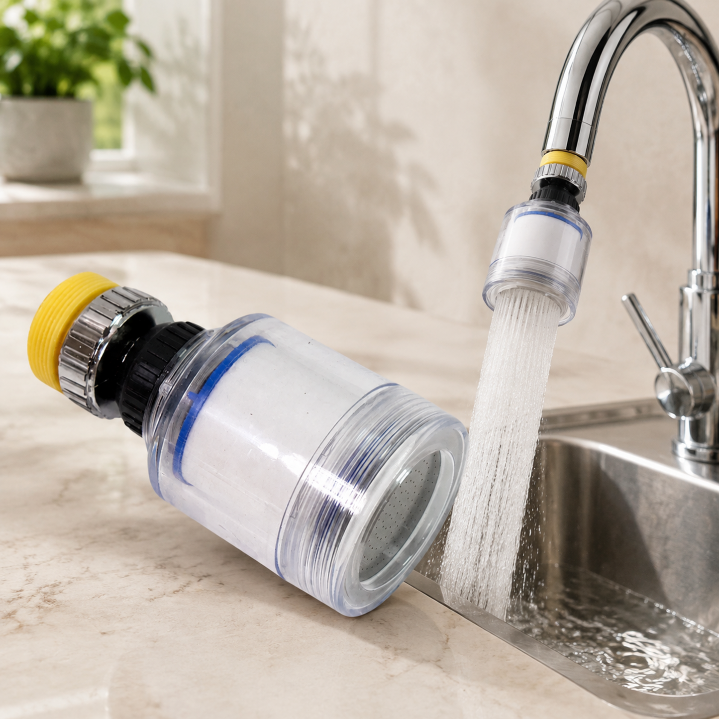 Swivel Faucet Aerator – 360° Rotatable & Foldable | Mist & Relax