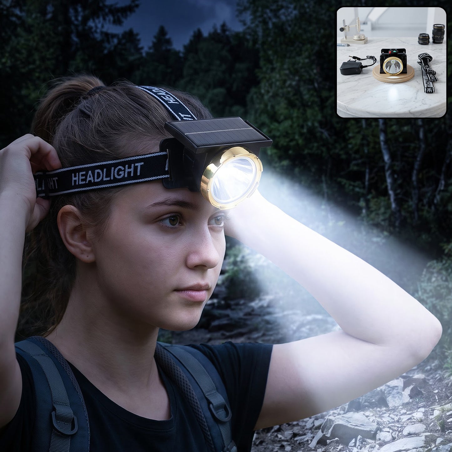Bright LED headlamp with adjustable head strap