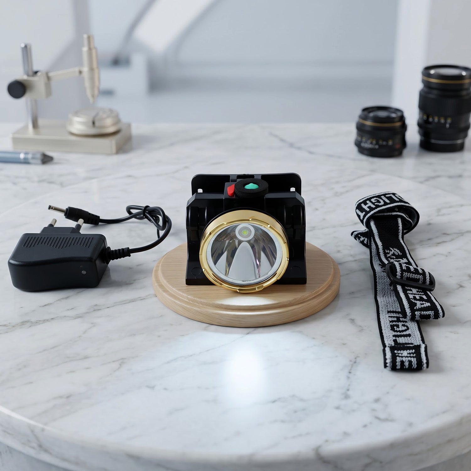 Solar rechargeable headlamp with charger and strap