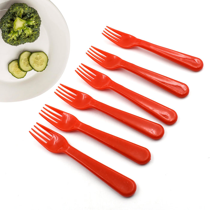 5968 Plastic Fork Spoon, Fork Spoon Set, Fruit Fork Spoon Set | Baby Fork Spoon/Vegetable Fork Spoon, Plastic Salad Spoon, Dessert Spoon (6pc set)