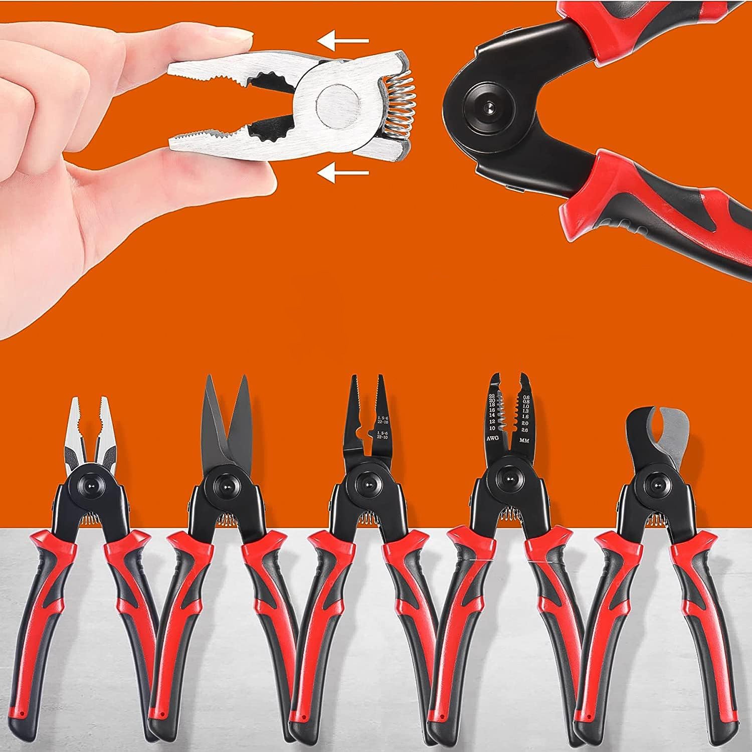 5 in 1 Wire Stripper Pliers Set – Soft Grip, Anti-Slip, Alloy Steel, Cutting & Stripping