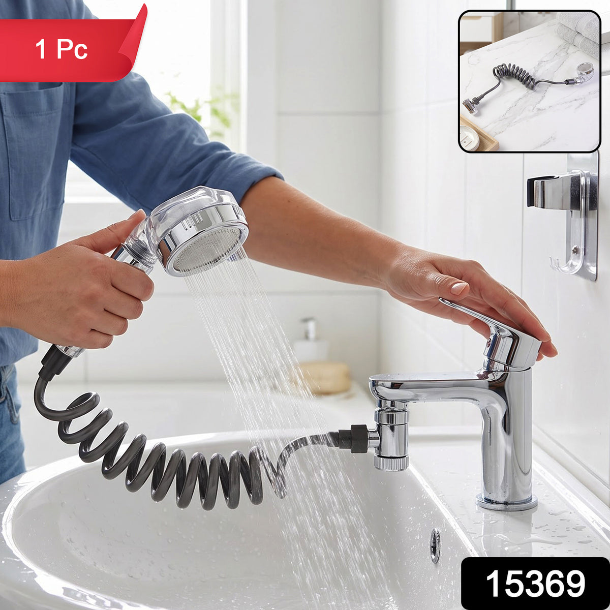High Pressure Handheld Shower Head Spray with Flexible Hose for Bathroom (1 Pc)