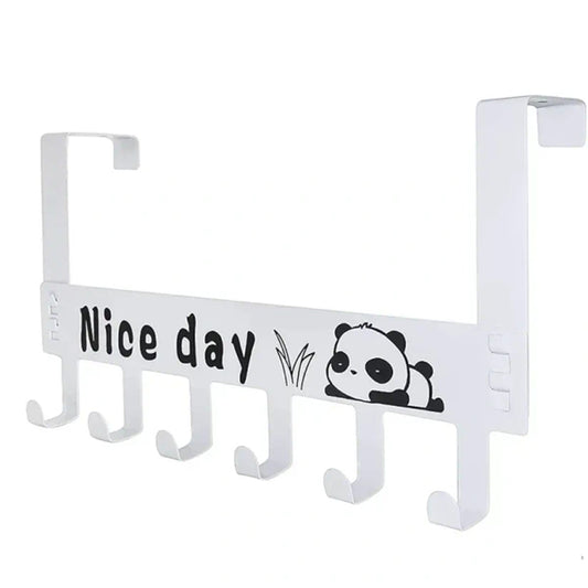 White heavy-duty door hook hanger rack with 6 hooks