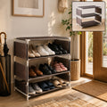 3 Layer Modular Fabric Shoe Rack for Bedroom Entryway and Closet Storage (1 Pc)