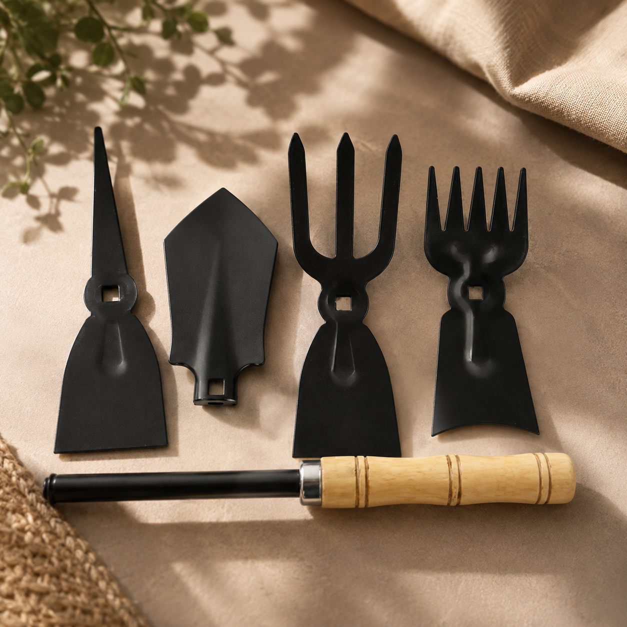 5 in 1 Gardening Hand Tool Set – Durable Wooden Handles
