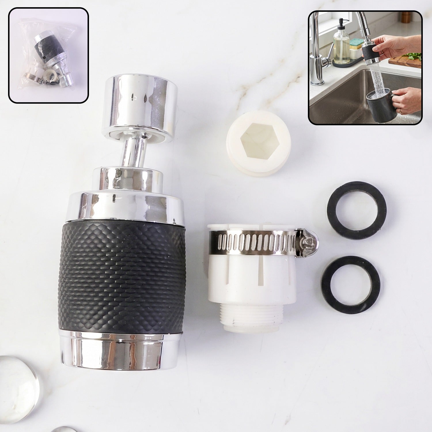 Kitchen Water Faucet Sprayer 360° Rotatable Tap Extender Nozzle for Sink (1 Pc)