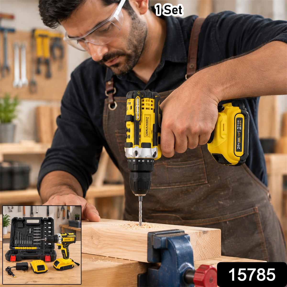 Cordless Drill Machine Kit 20V with 2 Batteries, Charger and Bits Case (1 Set)