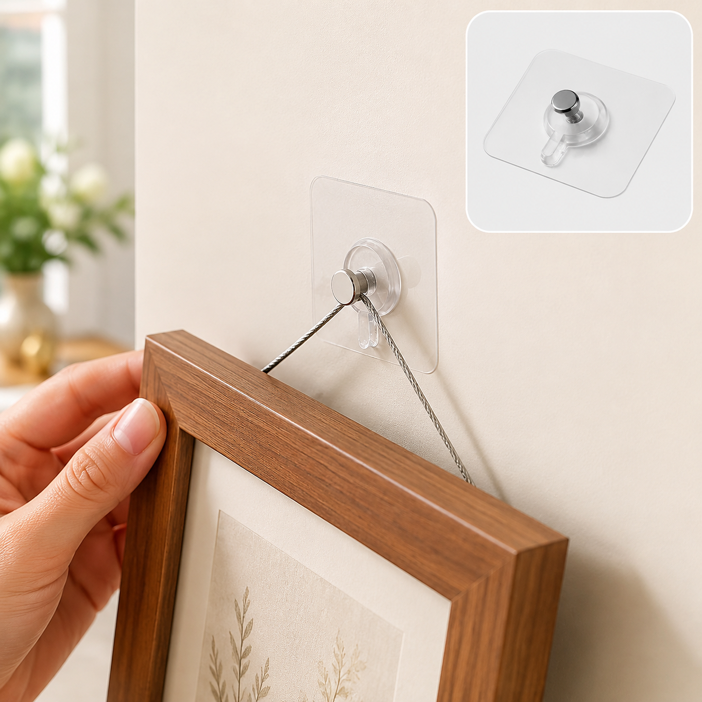 Adhesive Photo Frame Wall Hook – Strong, Damage-Free Hanging