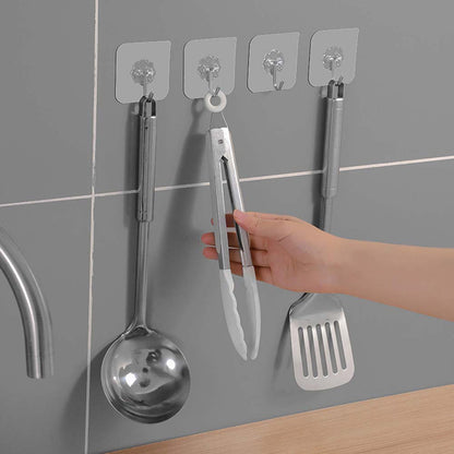 Transparent Adhesive Wall Hooks Strong Sticky Hooks for Home Kitchen (10 Pc Set)