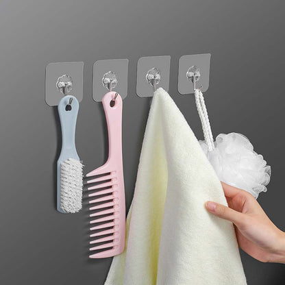 Transparent Adhesive Wall Hooks Strong Sticky Hooks for Home Kitchen (10 Pc Set)