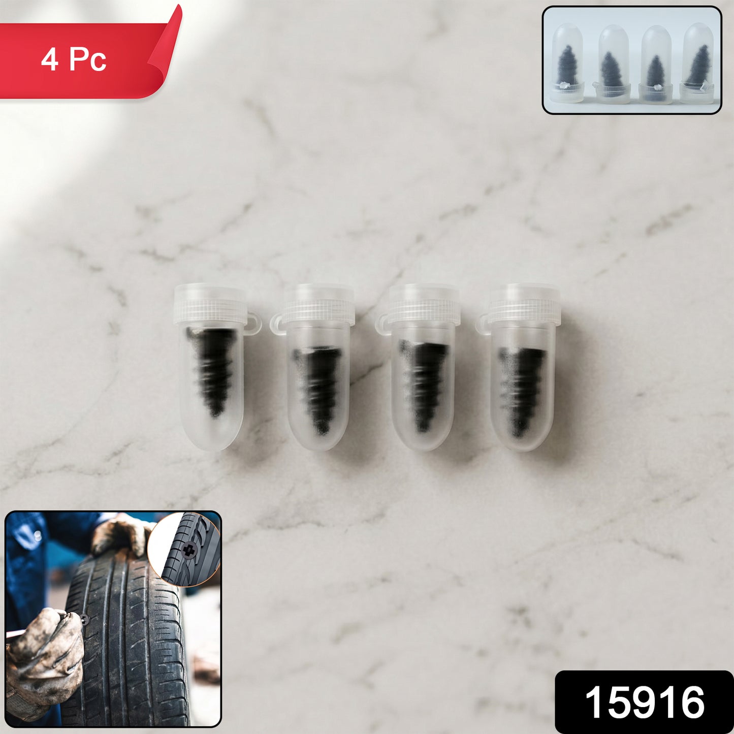 Spiral plug kit for tire repair on car and bike