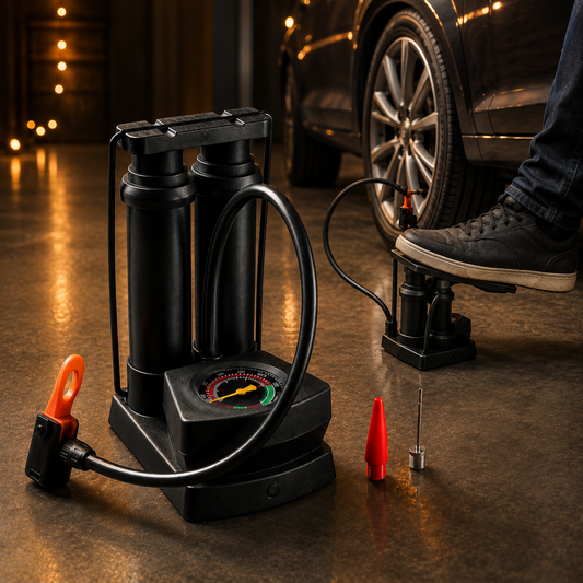 Foot Air Pump – Compact, Portable with Pressure Gauge for Tires